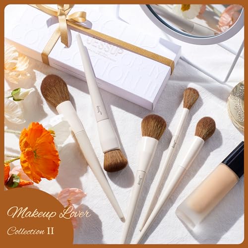 Jessup Makeup Brush Set 5Pcs Face Makeup Brushes Vegan Soft Foundation Brush Blush Brush Bronzer Contour Brush Highlighter Brush Fluffy Setting Powder Brush, Light Grey T493 - color: E-Light Grey-5pcs, size: Full Brush Set