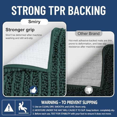 Smiry Bathroom Toilet Rugs U Shaped 24x20, Extra Soft Absorbent Non Slip Rubber Backing Chenille Contour Bath Rugs for Toilet, Machine Washable Contoured Bath Mats, Green - color: Green, size: 24'' X 20''