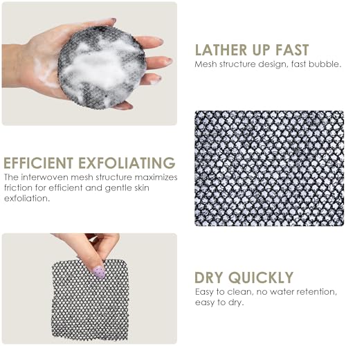 INNERNEED Exfoliating Net Cover Sponge Bath Scrubbing Loofah Rough Washcloth Case 2pcs, Only for INNERNEED Silicone Body Brush (Black Case) - color: (Set6) 2 Case
