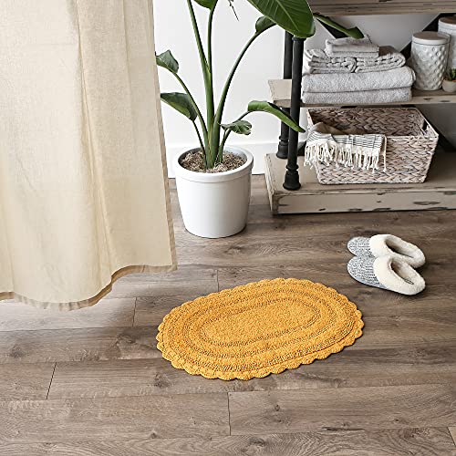 DII Crochet Collection Reversible Bath Mat, Small Oval, 17x24, Honey Gold - color: Honey Gold, size: 1'5" x 2' (Oval)