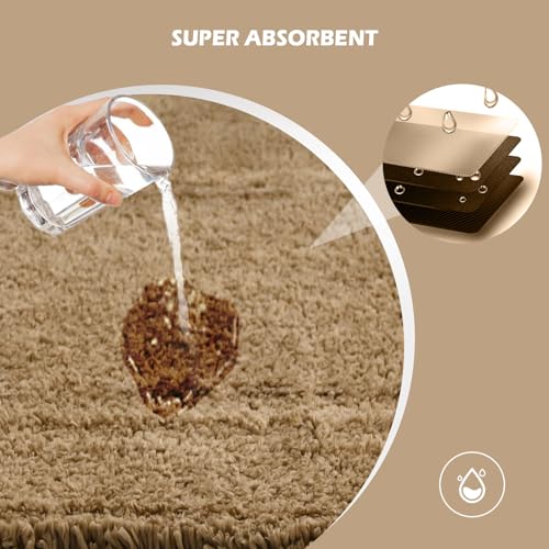 Bathroom Rugs Sets 3 Piece with Adjustable Toilet Seat Cover 17.5"x 15" Machine Washable Bath Rug Set with TPR Non Slip Rubber Backing Solid Bath Mat Set for Luxury Bathroom Decoration - color: Taupe