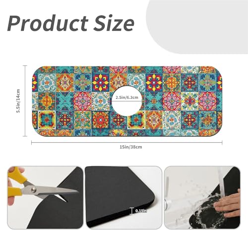 Faucet Fast Absorbent Pad - Retro Mosaic Bohemian Style Drying Pad, Suitable For Kitchen, Bathroom, Island And Other Scenes - color: Retro mosaic bohemian style