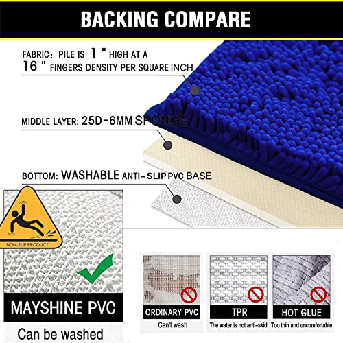 Bathroom Rugs Sets 2 Piece, Extra Soft Chenille Bath Mat Ultra Absorbent Bathroom Rug, Bathroom Mat with Sturdy PVC Non-Slip Bottom, Machine Washable Bath Rugs (20x32 Inch + 16x24 Inch, Royal Blue) - color: Royal Blue, size: 16" x 24" + 20" x 32" (Rectang