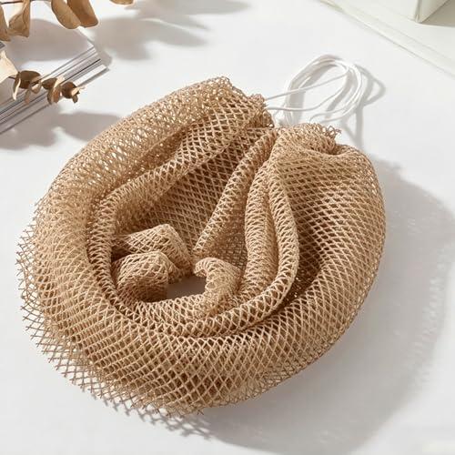 Exfoliating Bath Towel Set for Women Strong Cleaning Back Scrubber - color: Khaki
