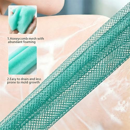 Exfoliating Bath Towel Set for Women Strong Cleaning Back Scrubber - color: Cyan