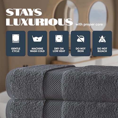 Luxury White Bath Towels Large - 100% Soft Cotton 700 GSM | Absorbent Hotel Bathroom Towel | 27 inch X 54 inch | Set of 4 | Gray - color: 03: Dark Gray