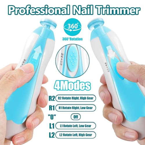 Qunlions life Baby Nail Trimmer Electric, 6 in 1 Rechargeable Baby Nail Clippers Manicure Set Grooming Kit for Toddler Infant or Adults (Blue) - color: Rechargeable-blue