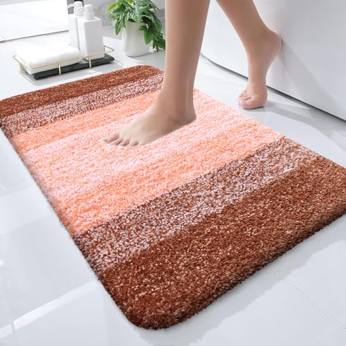 OLANLY Small Bathroom Rugs Mat 24x16, Extra Soft Absorbent Microfiber Bath Rugs, Rubber Backing, Quick Dry, Machine Washable Bath Mat for Bathroom Floor, Tub and Shower, Home Decor Accessories, Orange - color: Orange, size: 24" X 16"