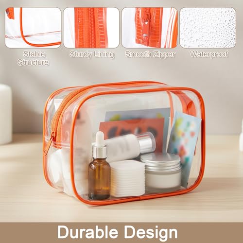 4 Pack Clear Makeup Bag Toiletry Bag Cosmetic Storage Pouches Small Size Transparent Carry makeup Bags with Zipper for Vivid Color Waterproof Organizer Bathroom Travel Essentials