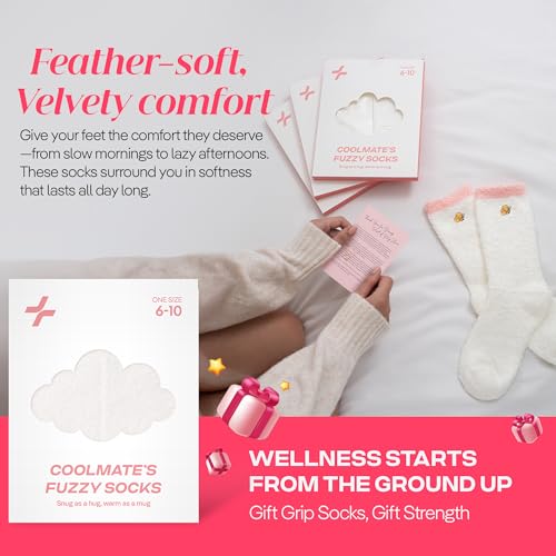 CoolMate Cozy Soft Cloud Socks, Fuzzy Socks for Women - color: D.02 - Embroidered Bee