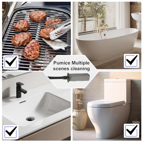 Toilet Brush & Pumice Stone Brush Combo, 2-in-1 Toilet Bowl Brush with Curved Deep Cleaning Brush and Extended Handle, Dual-Slot Holder Set, Compact Size Toilet Cleaner Brush Organizer (Dark Black) - color: Dark Black