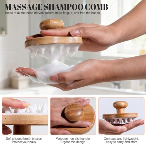 Bath Tools Set, 5 PCS Loofah Washcloth Combo 2-in-1, Suction Cup Bath Ball，Silicone Body Bath Brush with Waterproof Cosmetic Bag, for Body Wash and Smooth Skin