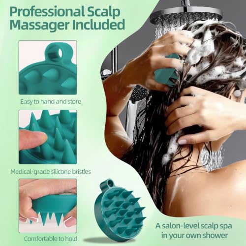 Rosemary Scalp Scrub & Exfoliator for Fuller Hair - Sea Salt & BHA Scalp Treatment with Silicone Massager Brush - Deep Cleanser for Oily Roots, 10.58oz