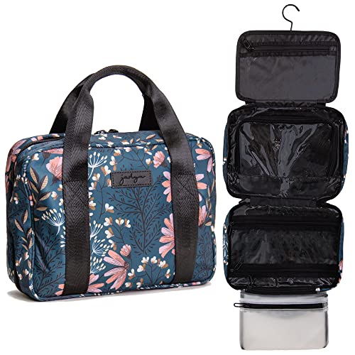 Jadyn Hanging Toiletry Bag, Expandable Toiletry Organizer for Women, Water Resistant Large Travel Cosmetic Bag for Full Size Makeup, Toiletries, Lotion, Shampoo, Accessories (Navy Floral) - color: Navy Floral