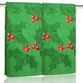 2 Pack Christmas Holly Berry Hand Towels 100% Cotton Jacquard Holiday Kitchen Dish Towels Retro Neutral Green Bathroom Towels Set Gift Seasonal Xmas Winter Bathroom Decor (Holly Berry Green) - color: Holly Berry Green