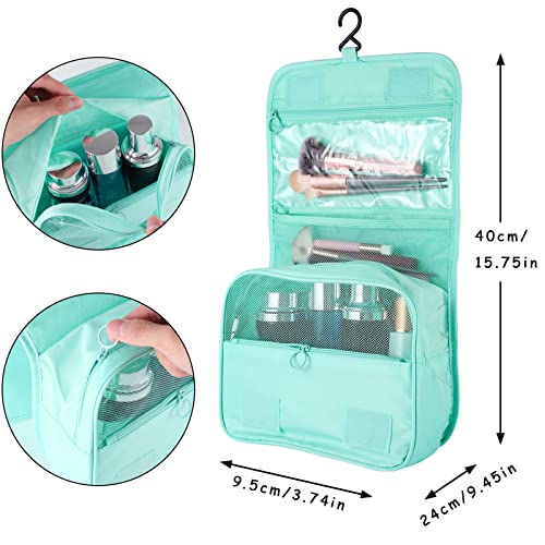 Pengxiaomei Hanging Toiletry Bag, Mint Green Waterproof Cosmetic Bag Portable Makeup Pouch Travel Wash Bag with Handle for Woman Teen Girl Wedding Bridal Gift Party - color: Turquoise