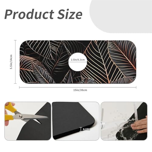 Kitchen Sink Splash Guard，Black cat hiding in jungle Faucet Mat Sink Gadgets-Super Absorbent Fast Drying Mat Drip Catcher for Kitchen, Bathroom,Sink Mat, Dish Drying Mat, Bathroom(15" X 5.5" ) - color: Black cat hiding in jungle