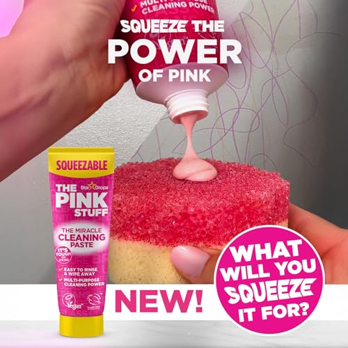 The Pink Stuff Squeezable Cleaning Paste 300g with SQeeZY Scrubber Sponge | Powerful Multi Purpose Surface Cleaner for Kitchen, Bathroom, Cookware, Tiles, Showers, and More - style: Squeezable Cleaning Paste with SQeeZY Scrubber Sponge