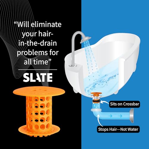 TubShroom Bathtub Drain Hair Catcher – In-Drain Tub Strainer & Clog Prevention Protector, Fits Standard 1.4”–1.75” Tub Drains, Easy Clean, Captures Human & Pet Hair out of Sight (Orange) - color: Orange