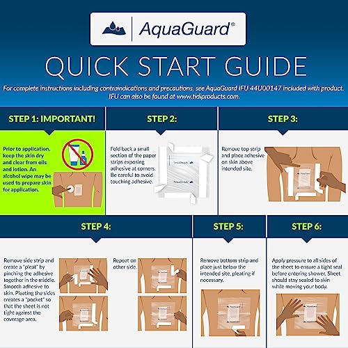 TIDI 50015-PKG AquaGuard Sheet – 9” x 9” – (Area of Coverage: 7” x 7.5”) – Shower Protection Sheet – Self-Adhesive Moisture Barrier – Wound Cover for Showering – 7 Sheets – Home Medical Supplies - size: 9" x 9", style: Package of 7 Sheets