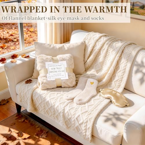 Get Well Soon - Self Care Package Gift Basket for Women & After Surgery, 11pc Sympathy Feel Better Gift Set with Flannel Blanket & 12oz Mug for Mom, Teacher, Wife, Sister, Friend (White) - color: White