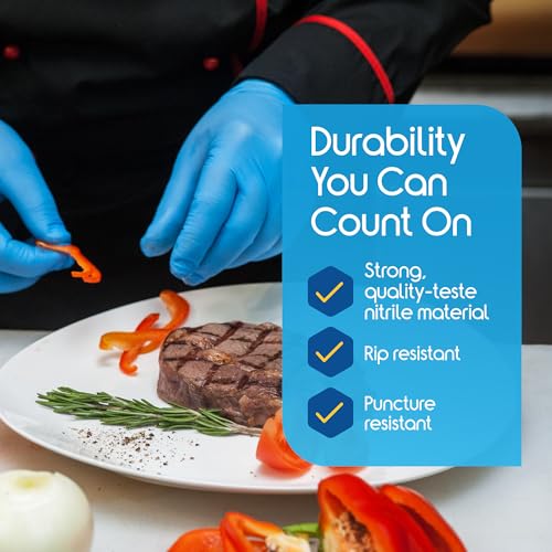 Inspire Black Nitrile Disposable Gloves | 4.5 Nitrile Disposable Safety Medical Cooking Cleaning Gloves - size: Small, style: Blue - Box of 100