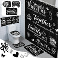 Tatuo 8 Pcs Family Shower Curtain Set Black Home Theme Bathroom Accessories Sets Farmhouse Rustic Waterproof Shower Curtain with Towels Carpet Bath Mat Toilet Rugs and 12 Hooks Housewarming Gift - style: Black Home
