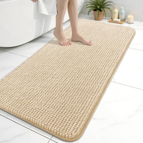 Arotive Bathroom Rugs 45" x 27", Ultra Soft Absorbent Chenille Bath Rugs, Rubber Backing, Machine Washable Bath Mats for Bathroom Floor, Tub and Shower, Home Decor Accessories, Beige - color: Beige, size: 45" X 27"