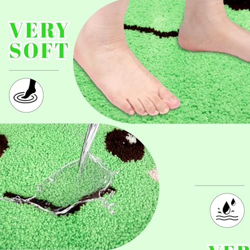 Frog U Shaped Toilet Rug,Soft and Absorbent Bathroom Rug - color: Green, size: 24" x 20"