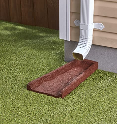 Rubberific Premium Rubber Downspout Splash Block, Rain Guard, Stone Textured Drain Extender (Red) - color: Red