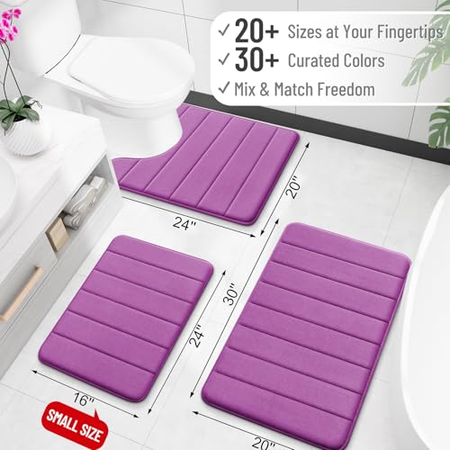OLANLY Memory Foam Toilet Rugs U Shaped 24x20, Super Soft Absorbent Contour Bath Rugs, Quick Dry, Machine Washable Toilet Mat, Bathmat Floor Carpet, Bathroom Home Decor Accessories, Purple - color: Purple, size: 24" X 20" Contour Rug