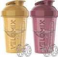 VELOMIX -2 Pack- 20 oz Protein Shaker Bottles for Protein Mixes - 2x Wire Whisk | Leak Proof Shaker Cups for Protein Shakes and Pre Workout | Protein Shaker Bottle Pack (B8) Berry Surf - color: B8) Berry Surf