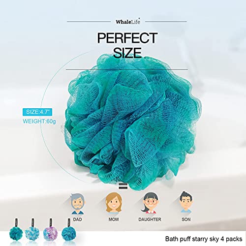 Loofah Sponge Bath Sponge for Women Men 4 Pack (Blue Conbine) - style: Blue Conbine