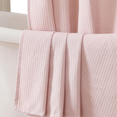 OWENIE Blush Shower Curtain, Stall Small Waffle Weave Heavy Fabric Shower Curtains for Narrow Size Bathroom, Waterproof Soft Hotel Spa Luxury Bath Curtain Set, Machine Washable, Blush, 36x72 Inch - color: Blush, size: 36"W x 72"L (Pack of 1)