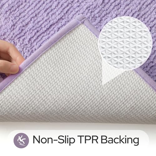 HOMEIDEAS Bathroom Rugs Sets 2 Piece, Super Soft and Absorbent Microfiber Tufted Bath Mats, Non-Slip and Machine Washable Bath Rugs(Lavender) - color: Lavender