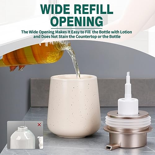 Bosilunlife Ceramic Foaming Soap Dispenser - 12Oz Bathroom Countertop Kitchen Dish Soap Pump Dispenser Foam Soap Dispenser - Apricot with Speckle - color: Apricot