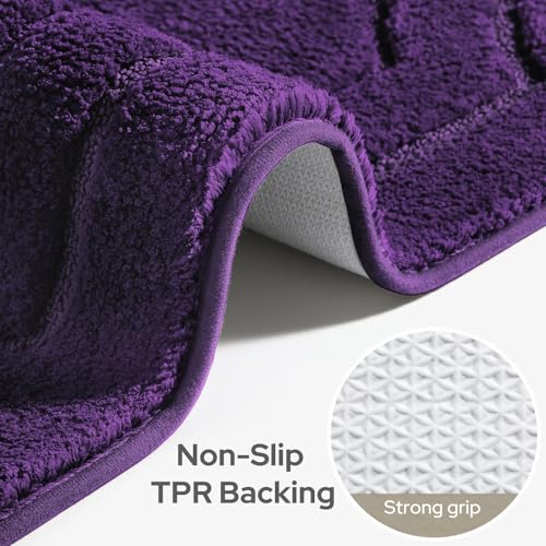 HOMEIDEAS Bathroom Rugs Sets 2 Piece, Extra Soft and Absorbent Microfiber Plush Bath Mat with Non Slip Backing(Purple) - color: Purple