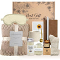 Birthday Gifts for Women, Personalized Self Care Gift Basket with 50"x60" Flannel Blanket, Spa Gift Set for Mom, Sister, Friend, Wife, Coworker, Thinking of You Care Package - color: Khaki-12 Pc