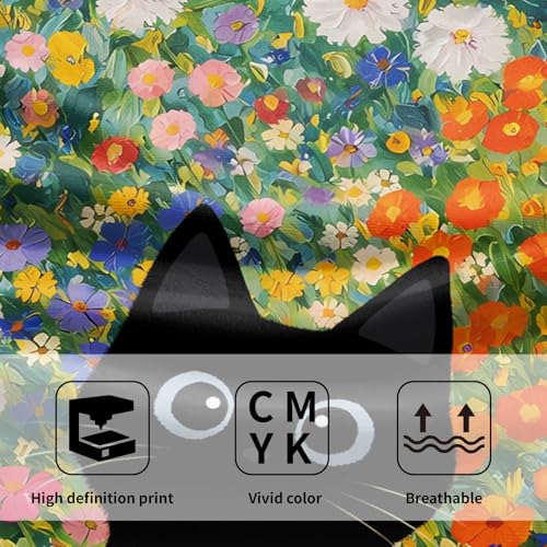 Floral Black Cat Hand Towels of Bathroom Absorbent 14.4x28.3 Inch | Colorful Daisy，Polyester Cotton，Soft，Breathable，Skin-Friendly，for Spring Summer Holiday Kitchen Hotel Swimming Gym Spa Decor - color: Spring Floral