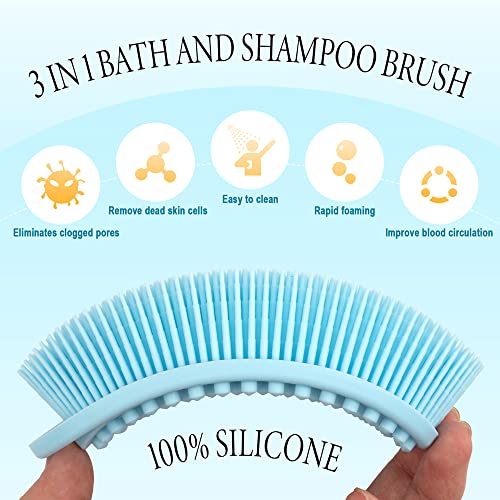 PQRUU 3 Pack Silicone Body Scrubber, Exfoliating Soft Loofah Bath Body Scrubbers for Use in Shower, Exfoliating Body Scrubber Fit for All Kinds of Skin, Rapid Foaming Black+Blue+Pink - color: Black,blue,pink