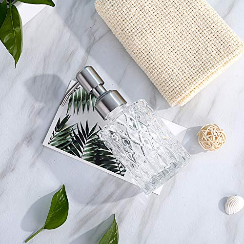 YunNasi Soap Dispenser with Stainless Steel Pump, Clear Crystal Design, Vintage and Elegant, Refillable Liquid Hand Soap Dish Soap Dispensers for Bathroom Counter, Kitchen Sink (Style2) - color: Style2
