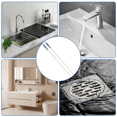 2 Pcs 18.11inch Shower Drain Clog Remover Tool, Ymapinc Shower Drain Cleaner Tool for Hair Remover, Sink Cleaning Brush, Sink Brush, Plumbing Cleaning Tools for Kitchen & Bathroom