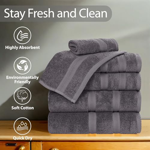 Superior Cotton Face Towel/Washcloth Set, Daily Use, Bathroom, Guest Room, Resort, Spa, Facial, Home Essentials, Soft Plush Absorbent Small Towels, Zero Twist, Smart Dry Collection, Set of 12, Grey - color: Grey, size: 12PC Face Towel