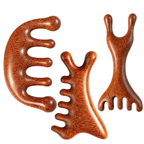 Wooden Scalp Massager, 3-Piece Set for Stress Relief and Scalp Care, Portable Head Massage Tool with Wooden Construction, Ideal for Daily Use and Travel