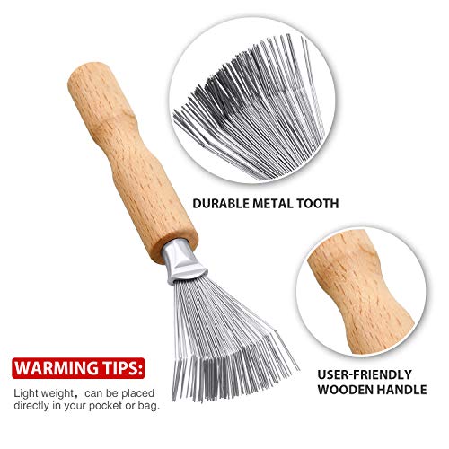 Boao 2 Pack Hair Brush Cleaning Tool,2-in-1 Comb Rake and Brush Cleaner for Removing Hair,Dust and Buildup,Mini Hairbrush Accessory for Home&salon(Black Color,Wooden Handle Rake) - color: Black Color, style: Wooden Handle Rake