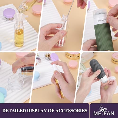 ME.FAN Travel Bottles for Toiletries,18 Pack Silicone Portable Size Bottle, TSA Approved Refillable Cosmetic Container Kits for Conditioner, Shampoo, Lotion,Face Cream - Desert Sage - color: Desert Sage