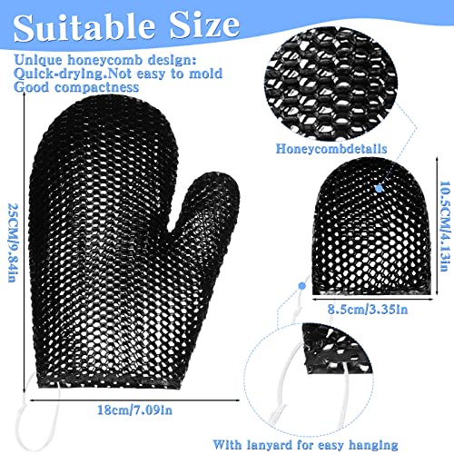 Vesici 2 Pcs Honeycomb Exfoliating Glove Set Exfoliating Bath Mitt Honeycomb Face and Body Scrubber Shower Mitt Sponges for Cleaning Body Shower Face Skin Beauty Spa(Black) - color: Black