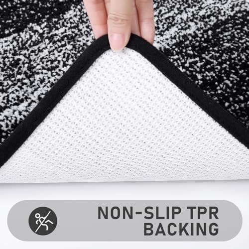 Bsmathom Bathroom Rugs Sets 4 Piece with Toilet Cover, Soft Absorbent Bath Mats Non-Slip Machine Washable Bath Rugs Set with U-Shaped Contour Toilet Mat for Bathroom Tub, Shower, Black - color: Black, size: 18"x26"+20"x31"+U20"x24"+Cover19"x21"