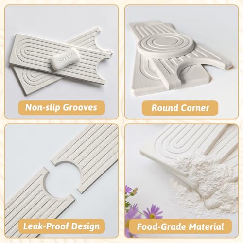Stone Faucet Mat Handle Drip Catcher, Dish Drying Mat Soap Sponge Holder Tray for Kitchen Accessories, Bathroom Counter Sink Splash Guard, Home Organization Gadgets Organizer for Farmhouse, Ash Gray - size: 20" x 3.9"