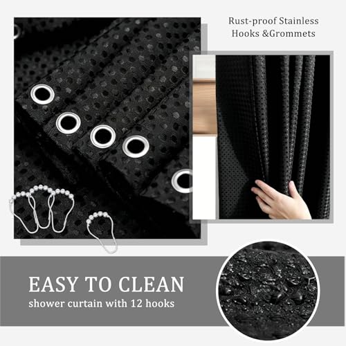 CERBIOR Bathroom Accessory Set with Shower Curtain, Includes Shower Curtain,Soap Dispenser, Toothbrush Holder, Toothbrush Cup, Soap Dish for Decorative Countertop and Housewarming Gift,Black,20PC - size: Bath Set+Shower Curtain, style: Black
